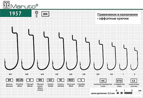 Крючки Maruto 1957 BN № 1 (5 шт.) офсетный