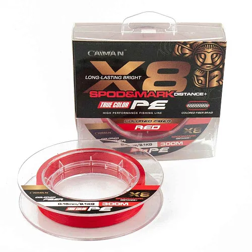 Шнур Caiman Spod&Mark Distance+ 300м восьмижильный 0,16мм красный