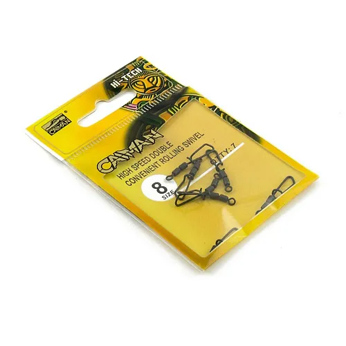 Застежка с двойным вертлюгом Caiman 216037 black mat #8 7шт/уп 