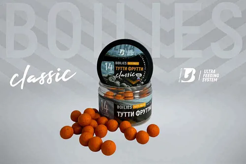 Бойлы тонущие насадочные UltraBaits "Classic" Тутти-фрутти 14 мм банка 100 гр