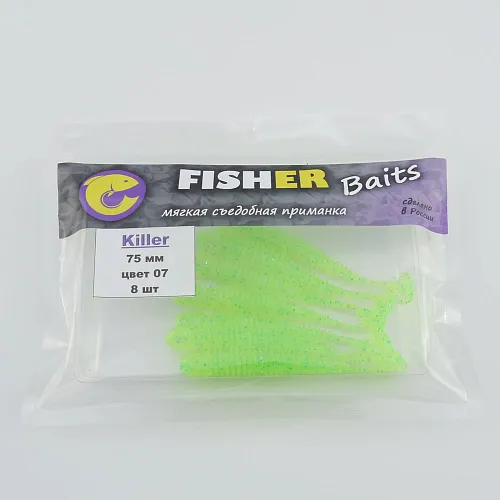 Виброхвост FISHER BAITS Killer 75мм цвет 07 (уп. 8шт)