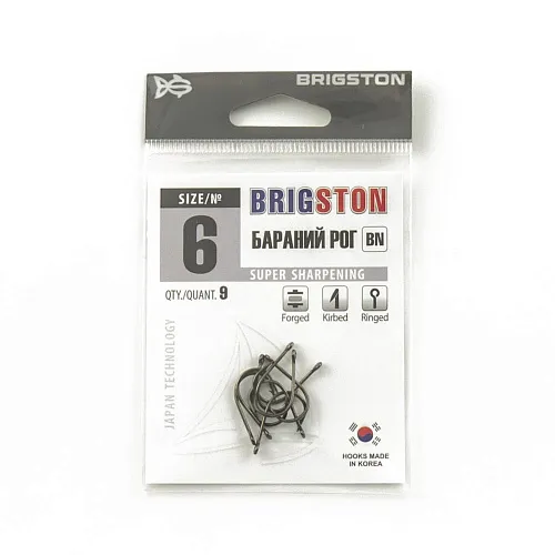 Крючок Brigston Бараний рог BN № 6 ( уп.9 шт.)