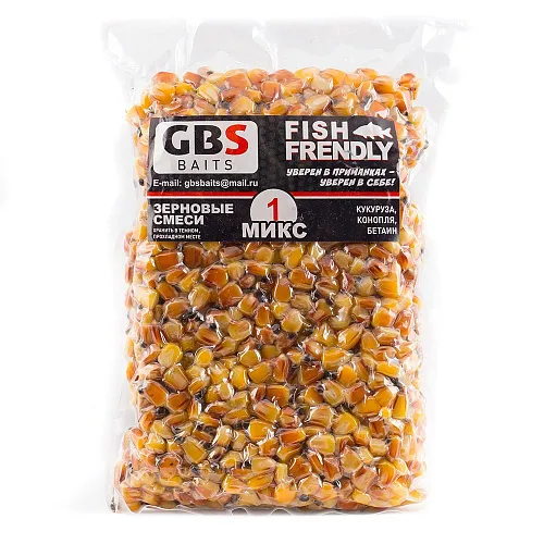 Зерновая смесь GBS № 1 Фасовка 1 кг (Кукуруза,конопля) (10 шт. в упак)