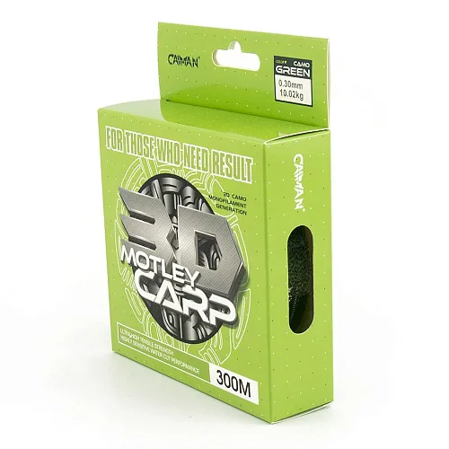 Леска Caiman Motley Carp 300м 3D Camo Green 0,30 мм (6шт в упак)