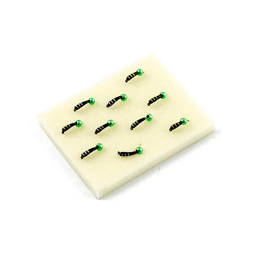 Мормышка вольфрамовая Мастив банан 2 черный, латунный шарик 0,37гр (зеленый металлик)