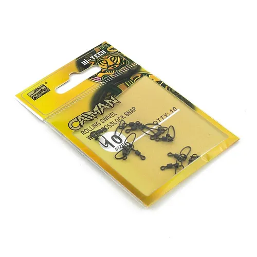 Застежка с вертлюгом Caiman 216008 black mat #10 10шт/уп 