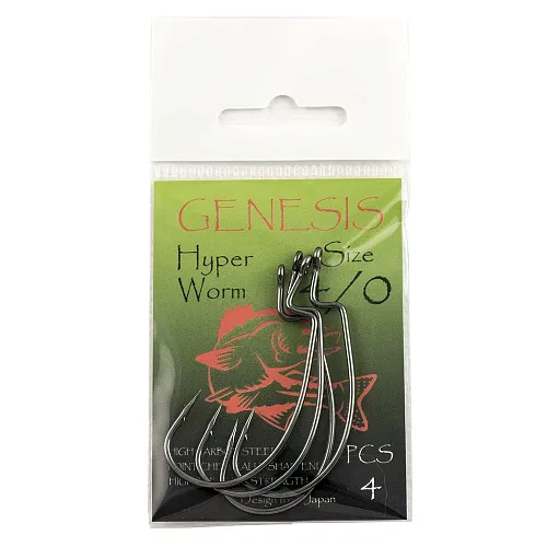 Крючок офсетный Genesis Hyper Worm № 4/0 art. HW4/0XS (4 шт. в упак.)