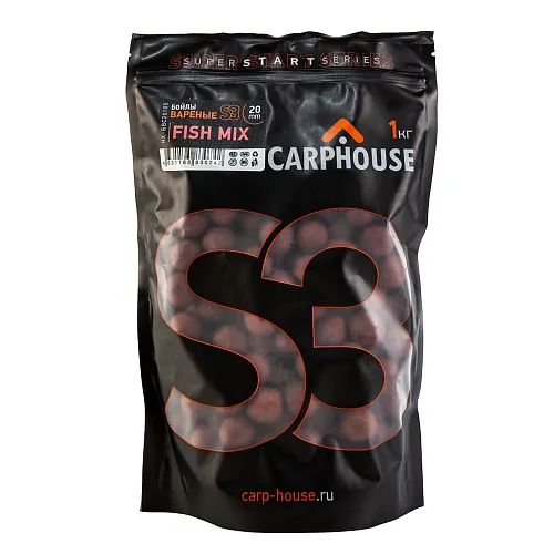 Бойлы Carp House вареные S3 Fish mix коричневый 1кг