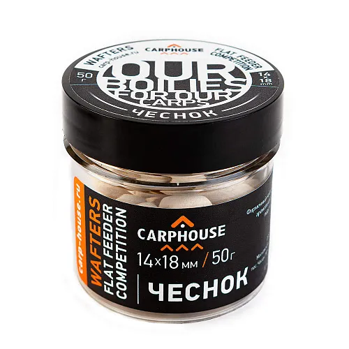 Бойлы Carp House пылящие насадочные дамбелс 14*18 мм Чеснок (банка 200гр)