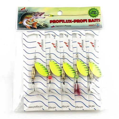 Блесна вращающаяся Profilux Щучья 7гр цв. 219 желтый-салатовый (5 шт в упак.)