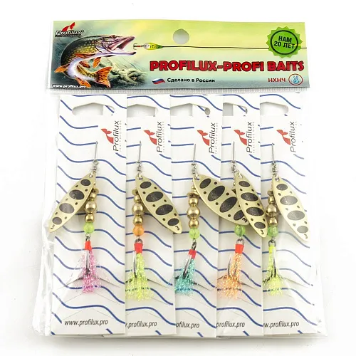 Блесна вращающаяся Profilux Лонг3 8гр цв. 02-м латунь матовая (5 шт в упак.)