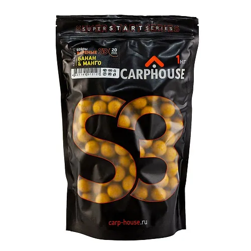 Бойлы Carp House вареные S3 Банан-манго желтый 1кг