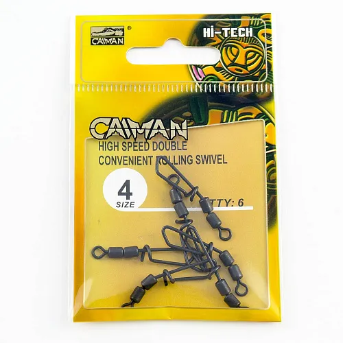 Застежка с двойным вертлюгом Caiman 216035 black mat #4 6шт/уп 