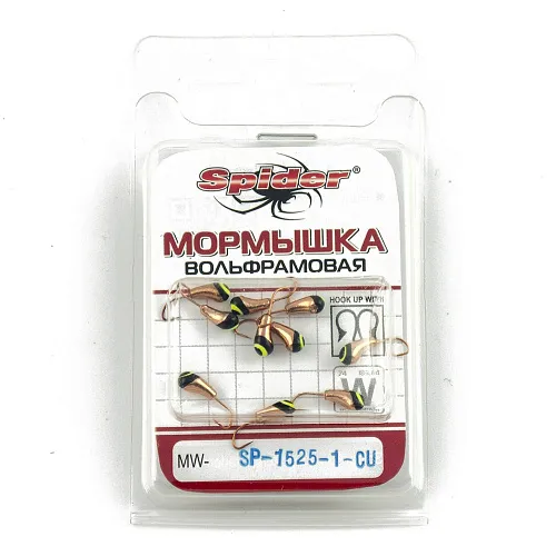 Мормышка вольфрамовая Spider Чесночинка с отверст. 2,5 мм 0,35 гр 1-Cu гальваника с покраской