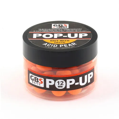 Бойлы GBS Baits Pop-up плавающие 12мм 40гр (уп. 6 шт) Multi Pear Мульти груша (разноцветная) 