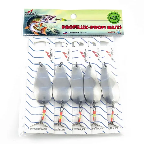Блесна колеблющаяся нерж. Profilux Байкал 14гр цв. Н-01-з серебро+золото (5 шт в упак.)
