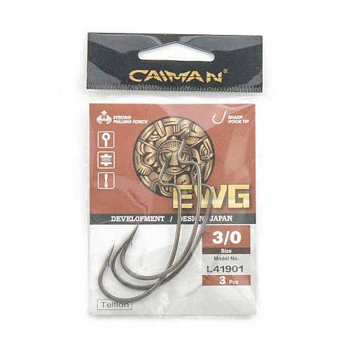 Крючки офсетные Caiman EWG Teflon №3/0 41901