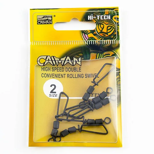 Застежка с двойным вертлюгом Caiman 216034 black mat #2 6шт/уп 