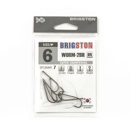 Крючок Brigston Worm 2BH BN № 6 ( уп. 5 шт.)