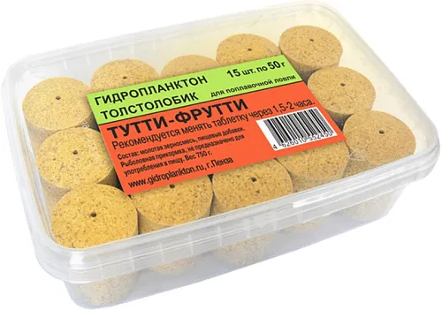 Гидропланктон Толстолобик XL 55г в контейнере 15 табл (Тутти-Фрутти)