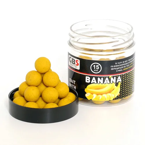 Бойлы GBS Baits тонущие насадочные 15мм 100гр Banana Банан (5шт в упак)