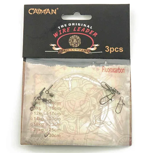 Поводок Caiman Fluorocarbon (3 шт. в уп.) Ф0,5 9 кг 30 см 256503