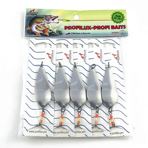 Блесна колеблющаяся нерж. Profilux Атом М 10гр цв. Н-01 серебро (5 шт в упак.)