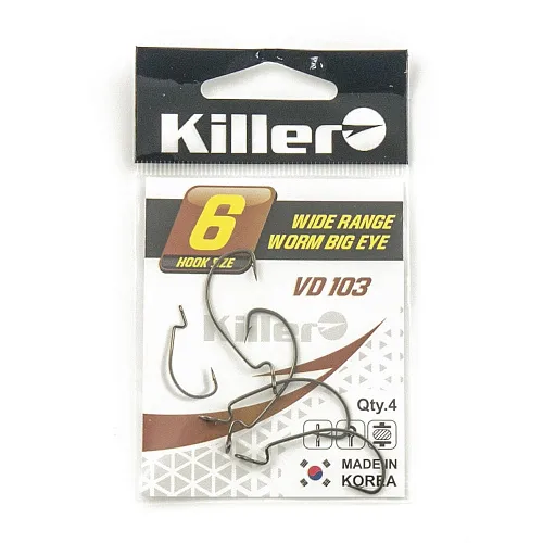 Крючок офсетный Killer Wide range worm (Большое ухо) № 6