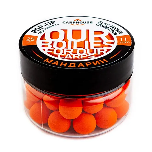 Бойлы Carp House Pop-Up 11 мм Flat Feeder Competition Мандарин (банка)
