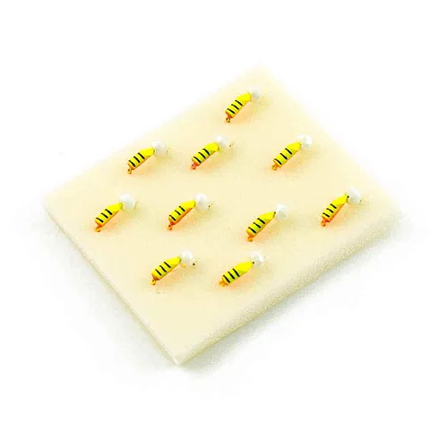 Мормышка вольфрамовая Мастив Безнасадка 2,5 художественный(желтый), гр шарик 0,6гр (белый)