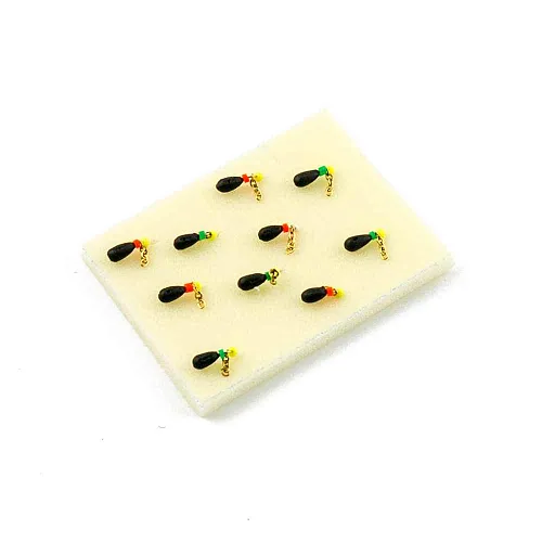 Мормышка вольфрамовая Мастив Капля 3 отверстие черный, цепочка 0,5гр (золото)