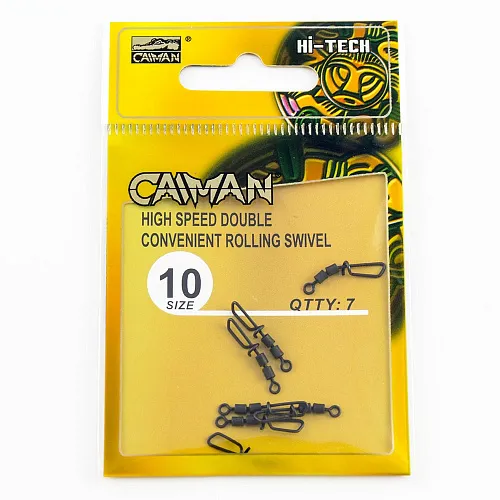 Застежка с двойным вертлюгом Caiman 216038 black mat #10 7шт/уп 