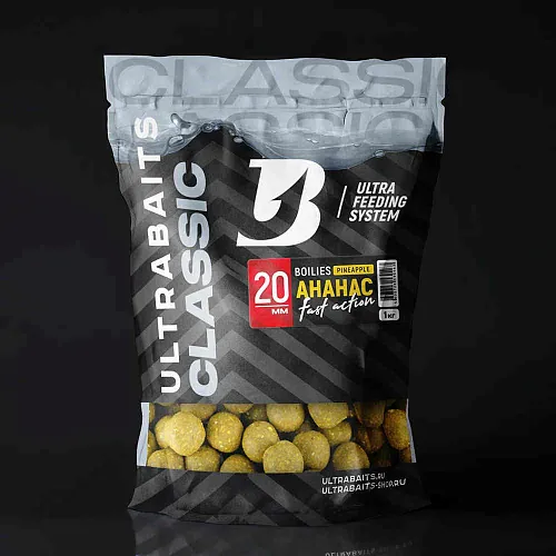 Бойлы прикормочные UltraBaits "Classic" Ананас 1 кг 20 мм