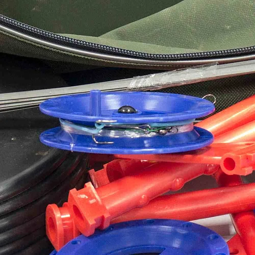 Набор жерлиц на стойке в круглой сумке 10шт оснащенные (РБ)