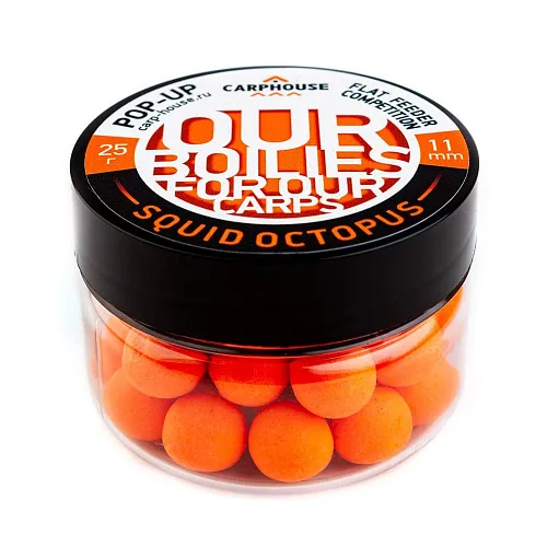Бойлы Carp House Pop-Up 11 мм Flat Feeder Competition Squid octopus (банка)