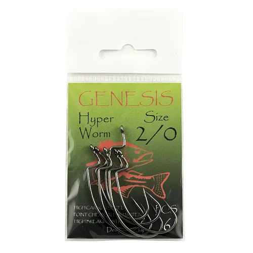 Крючок офсетный Genesis Hyper Worm № 2/0 art. HW2/0XS (6 шт. в упак.)
