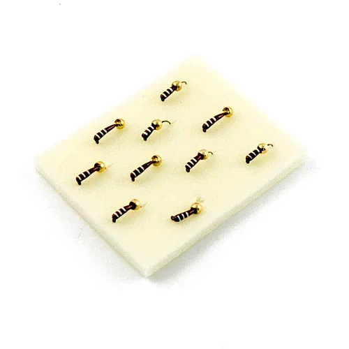 Мормышка вольфрамовая Мастив банан 2 вишневый, латунный шарик 0,37гр (золото)