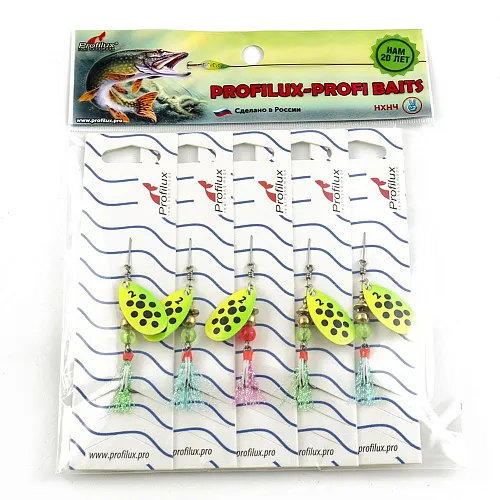 Блесна вращающаяся Profilux Френч 2 (4гр) цв. 219 желтый-салатовый (5 шт в упак.)