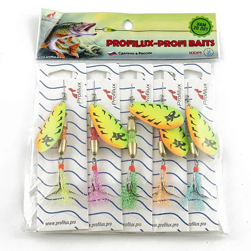 Блесна вращающаяся Profilux Таймень Б 15гр цв. 209 регги вертикальный (5 шт в упак.)