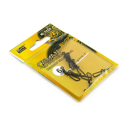 Застежка с двойным вертлюгом Caiman 216036 black mat #6 7шт/уп 