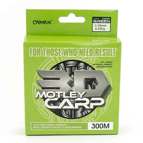 Леска Caiman Motley Carp 300м 3D Camo Green 0,28 мм (6шт в упак)