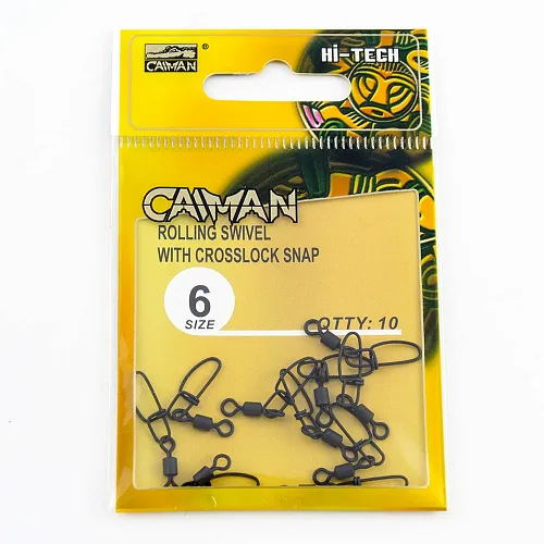 Застежка с вертлюгом Caiman 216005 black mat #6 10шт/уп 