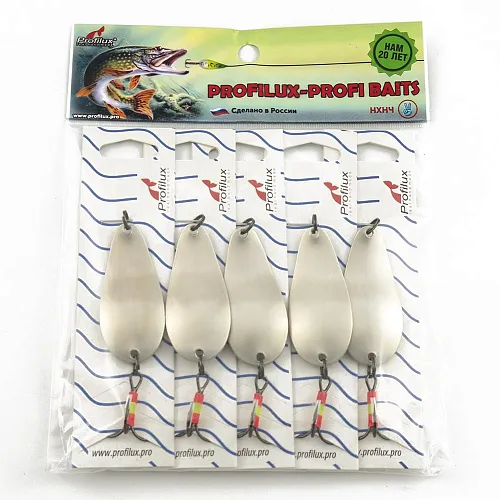 Блесна колеблющаяся Profilux Байкал 14гр цв. 01-м серебро матовое (5 шт в упак.)