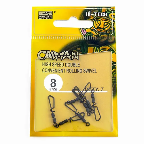 Застежка с двойным вертлюгом Caiman 216037 black mat #8 7шт/уп 