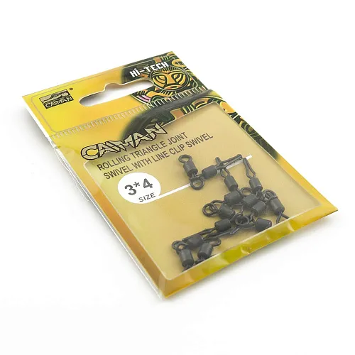 Вертлюг двойной составной с клипсой Caiman 216041 Black mat 3x4 8шт/уп 