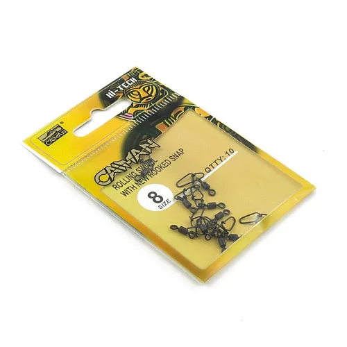 Застежка с вертлюгом Caiman 216017 black mat #8 10шт/уп 