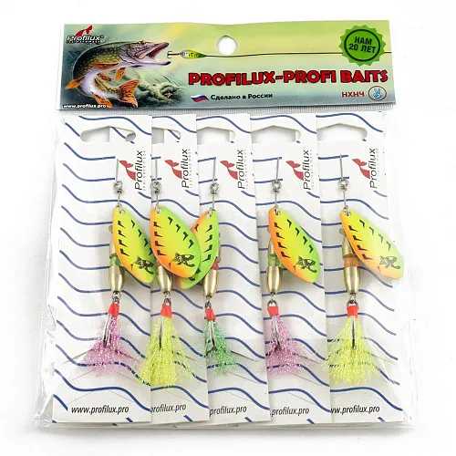 Блесна вращающаяся Profilux Таймень М 12гр цв. 209 регги вертикальный (5 шт в упак.)