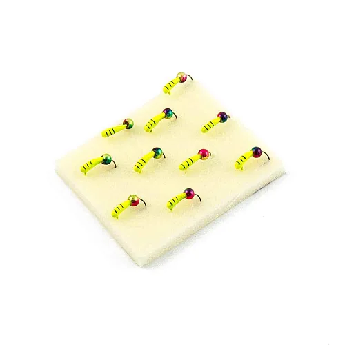 Мормышка вольфрамовая Мастив банан 2,5 желтый, латунный шарик 0,5гр (хамелеон)