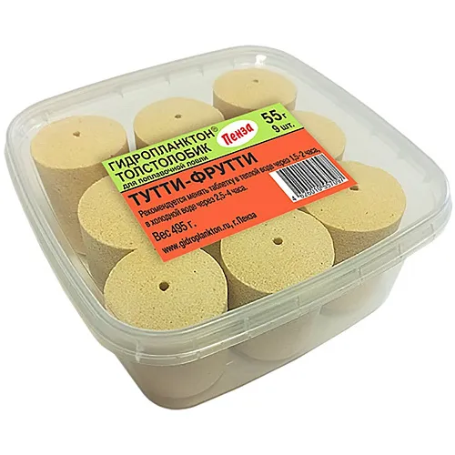 Гидропланктон Толстолобик XL 55г в контейнере 9 табл (тутти-фрутти)