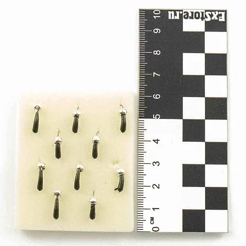 Мормышка вольфрамовая Мастив банан 2,5 болотный, латунный шарик 0,5гр (серебро)